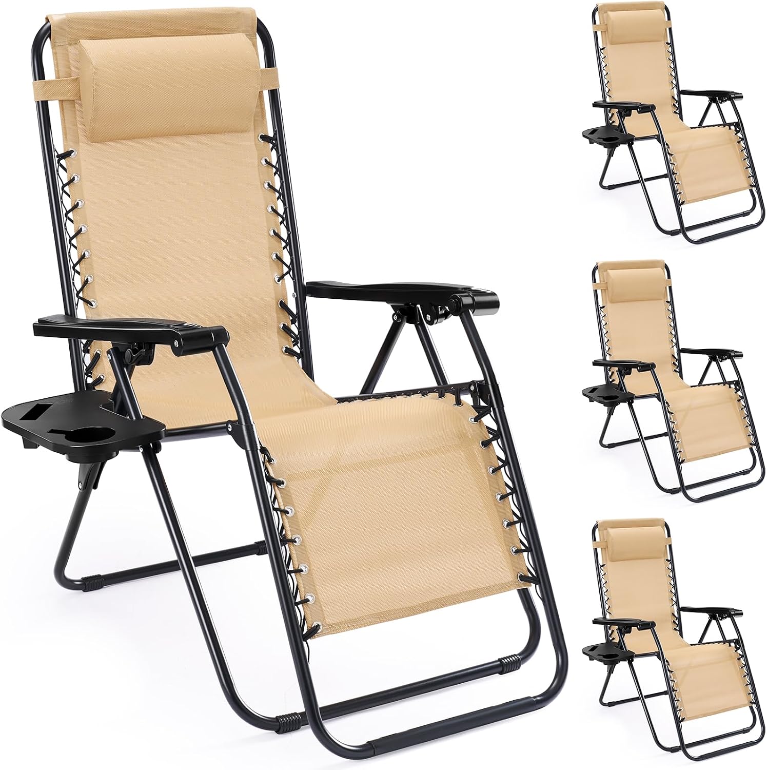 NEWBULIG Zero Gravity Chairs Set of 4, Folding Lounge Recliner Chair