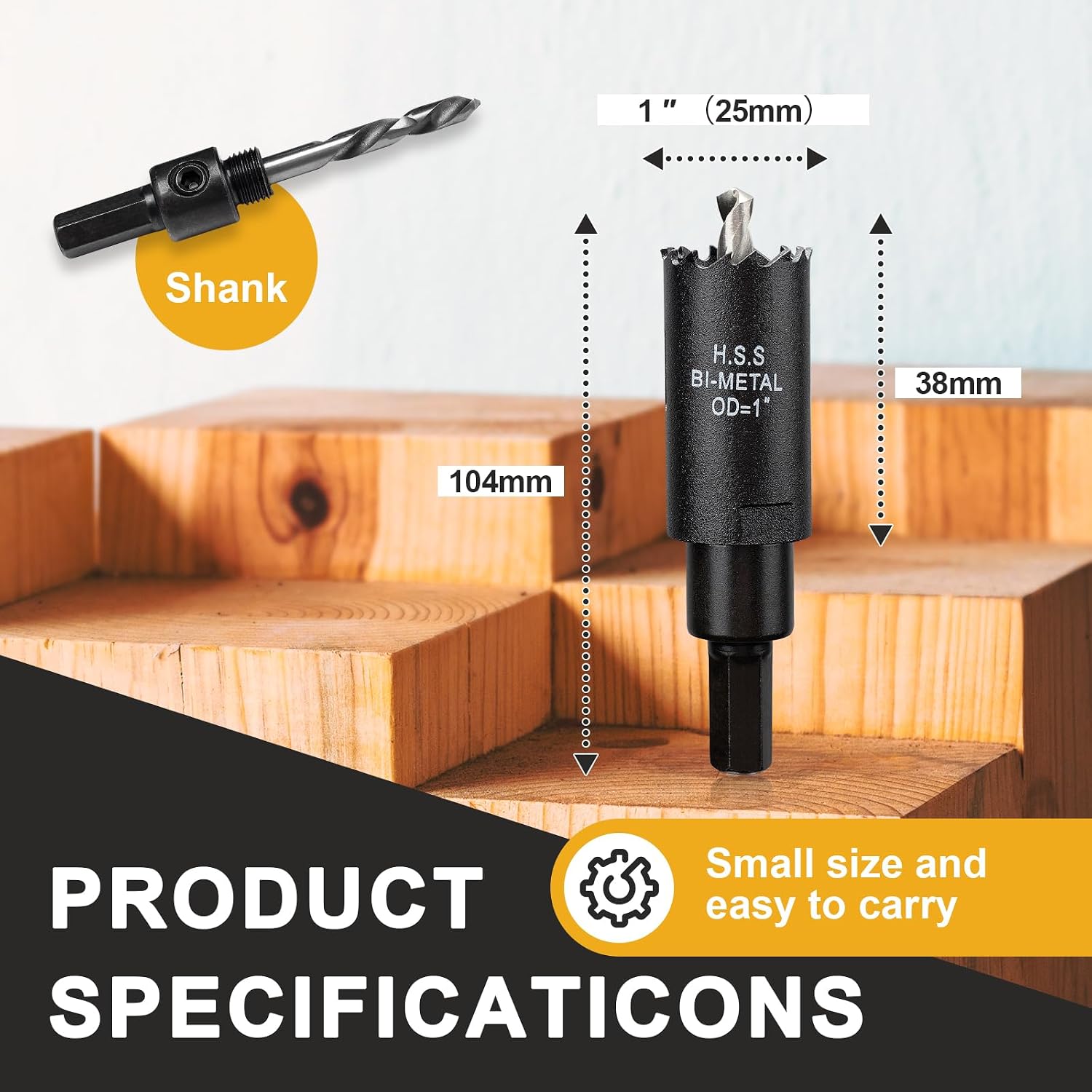 1 inch Hole Saw for Metal and Plywood, Bi-Metal Circular Wood Drill Bit Cutting 1.75” Deep with Hex Shank for Drywall, Fiberglass, Plasterboard, Acrylic and Sheet Steel