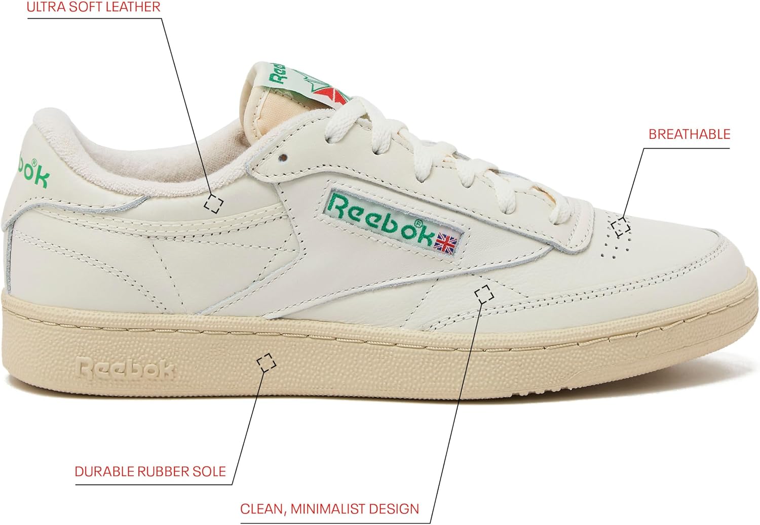 Reebok Mens Club C 85 Vintage Tennis Sneakers for Men