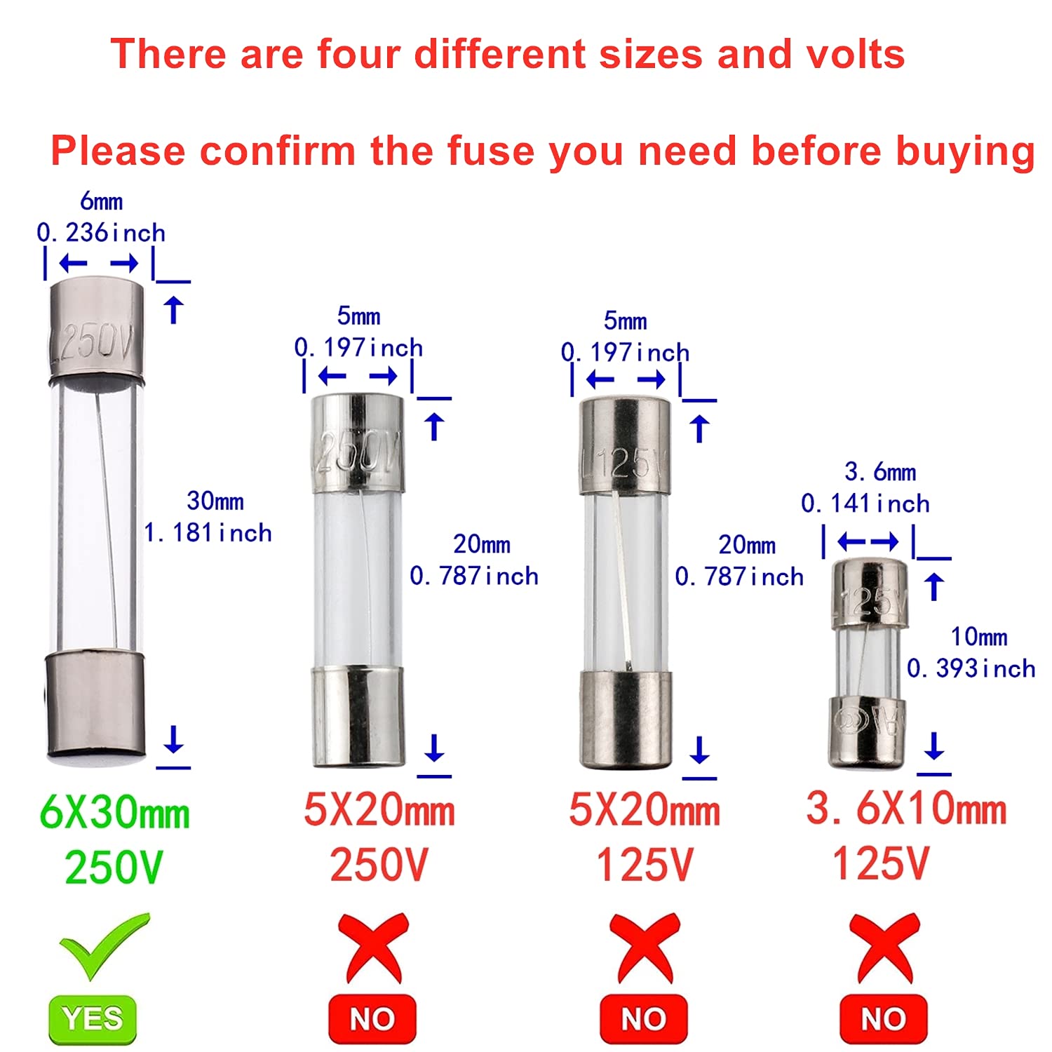 BOJACK 6x30mm 15 A 15 amp 250 V 0.24x1.18 Inch Volt F15AL250V Fast-Blow Glass Fuses(Pack of 18)