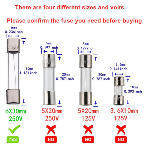 BOJACK 6x30mm 15 A 15 amp 250 V 0.24x1.18 Inch Volt F15AL250V Fast-Blow Glass Fuses(Pack of 18)
