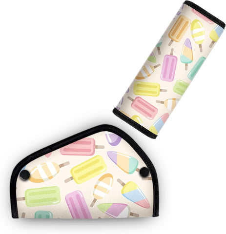 DreamsLink.LC Kid's Seat Belt Cover Pad, Neck & Abdomen Cushion for Children- Soft and Breathable Straps Cover Support (Colorful Heart)