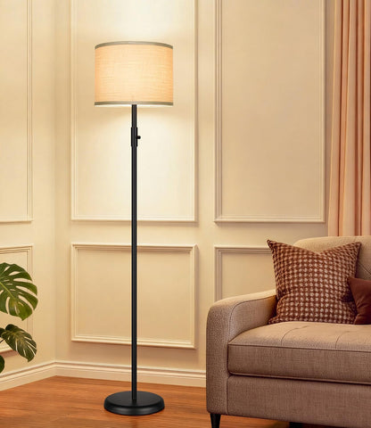 Floor Lamp Simple Design with Shade, Small Tall Lamps for Living Room Bedroom Office Dining Room Kitchen-Black