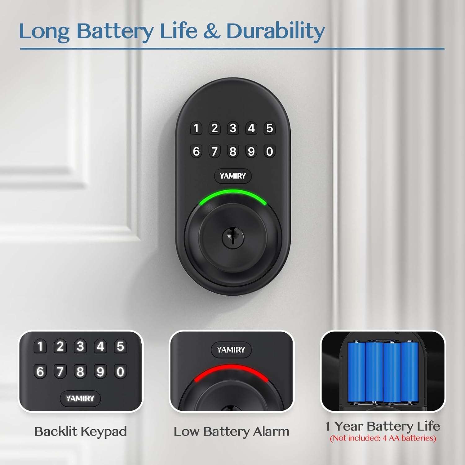 Keypad Smart Door Knob Lock, Yamiry Keyless Entry Digital Lock with Handle
