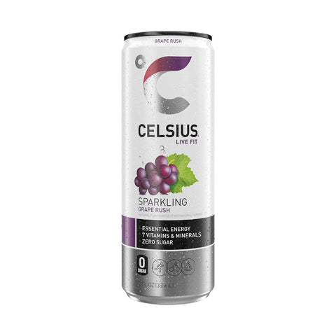 CELSIUS Sparkling Grape Rush, Sugar Free Energy Drink, 12 Fl Oz (Pack of 12)