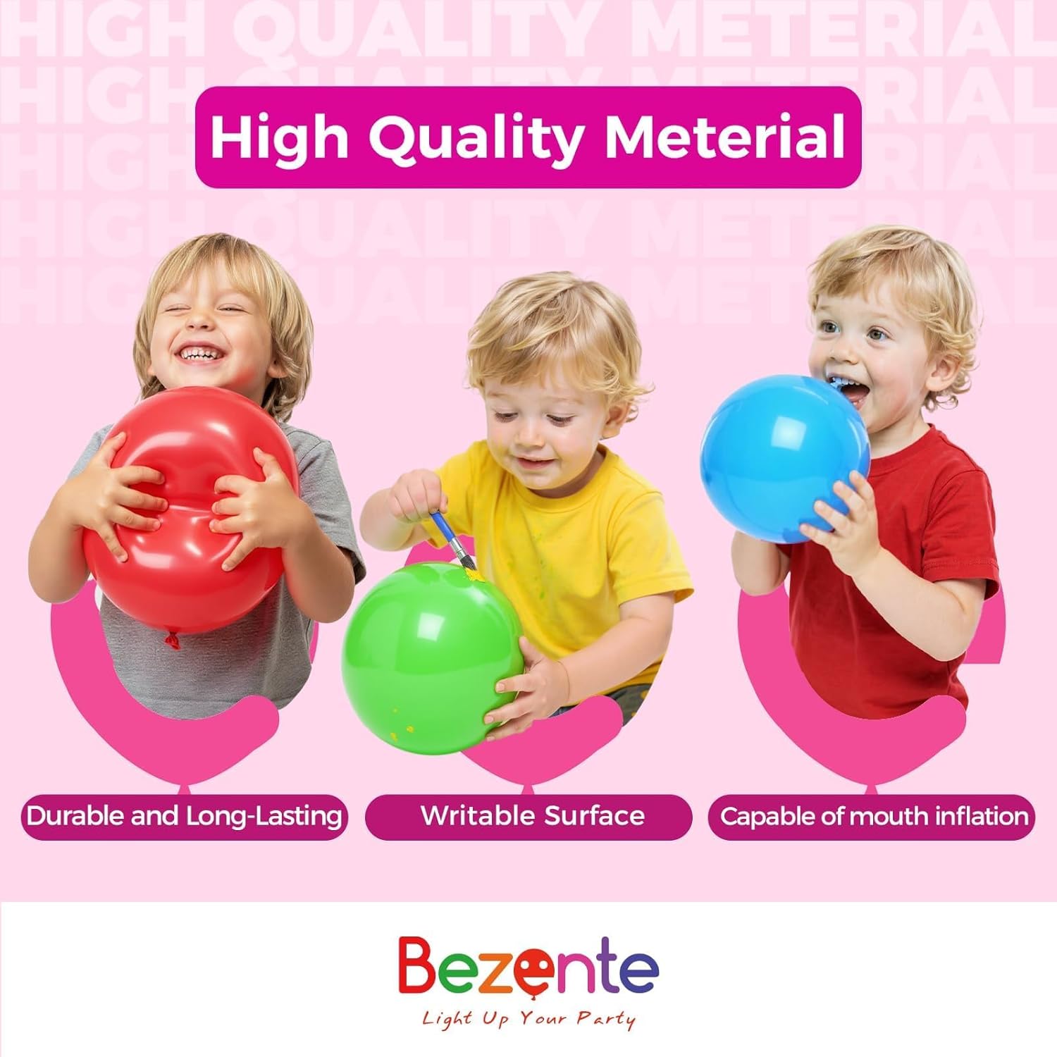 Bezente Assorted Latex Rainbow Balloons 100 Pack 12 inch