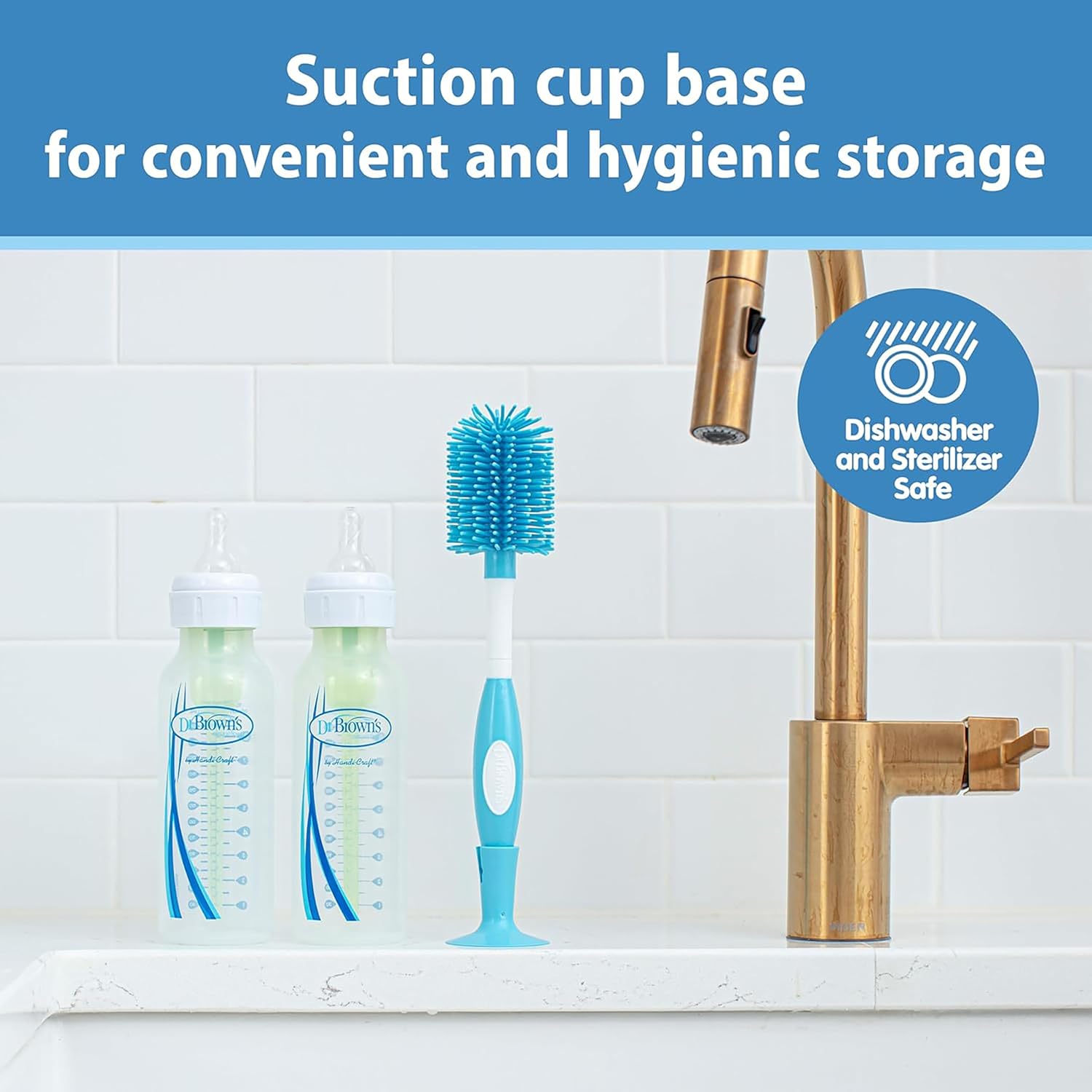 Dr. Brown's Soft Touch Baby Bottle Cleaning Brush, Blue, 2-Pack