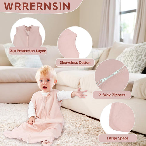 Baby Sleep Sack 12-18 Months, 100% Cotton Wearable Blanket, 0.5 Tog, 3 Pack