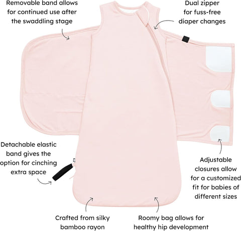 KYTE BABY Sleep Bag Swaddler with Dual Zipper, Removable Band, Rayon Made from Bamboo Transitional Nursery Essential