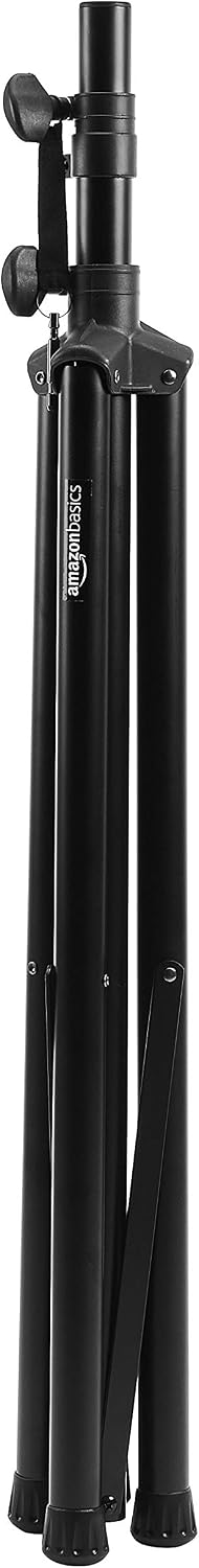 Amazon Basics Adjustable Height Tripod Speaker Stand, Sturdy Steel, Holds up to 99.2 lbs, 52" to 73", Black