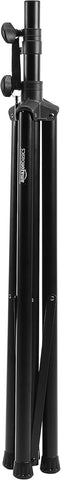 Amazon Basics Adjustable Height Tripod Speaker Stand, Sturdy Steel, Holds up to 99.2 lbs, 52" to 73", Black
