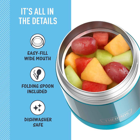 THERMOS FUNTAINER Kids Food Jar with Spoon, 10oz, Teal