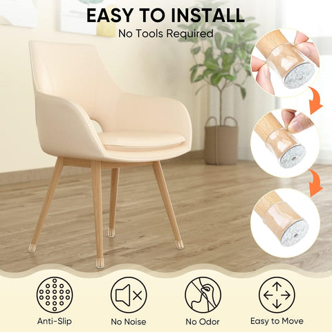 BALEINE 16PCS Silicone Chair Leg Floor Protectors for Hardwood Floors