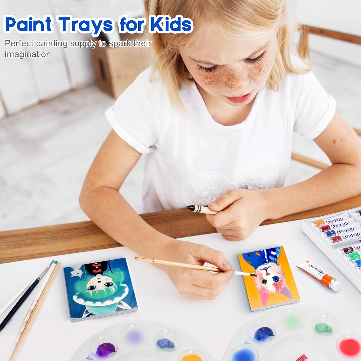 Hulameda 40pcs Clear Art Paint Tray Palette for Kids or Pupils to Painting