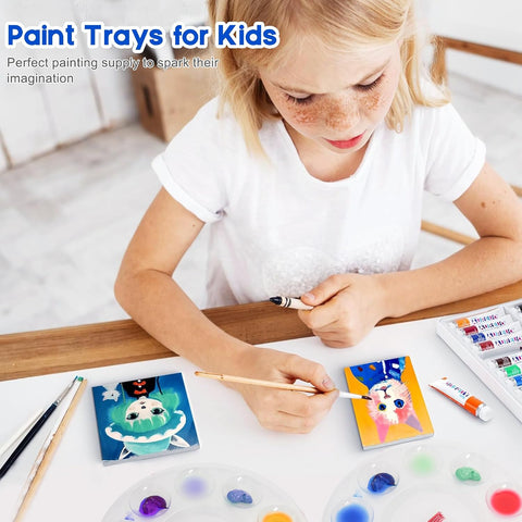 Hulameda 40pcs Clear Art Paint Tray Palette for Kids or Pupils to Painting