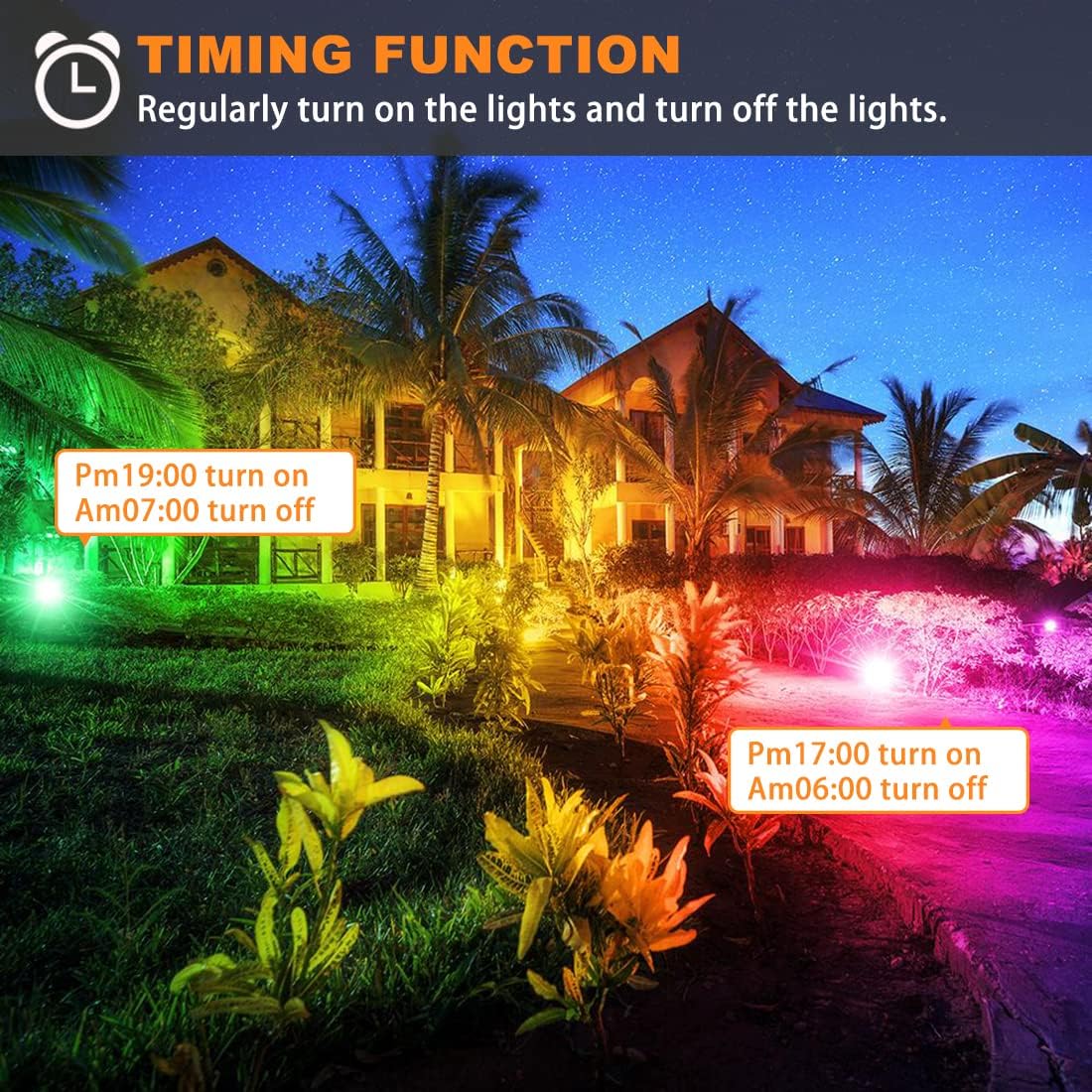 MELPO LED Flood Light Outdoor 30W, 300W Equivalent RGB Landscape Lighting