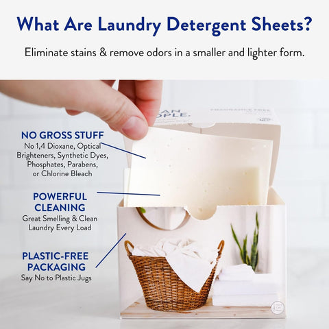 The Clean People Laundry Detergent Sheets - Laundry Soap - Ultra Concentrated, Recyclable Packaging, Stain Fighting - Fresh Scent, 96 Pack