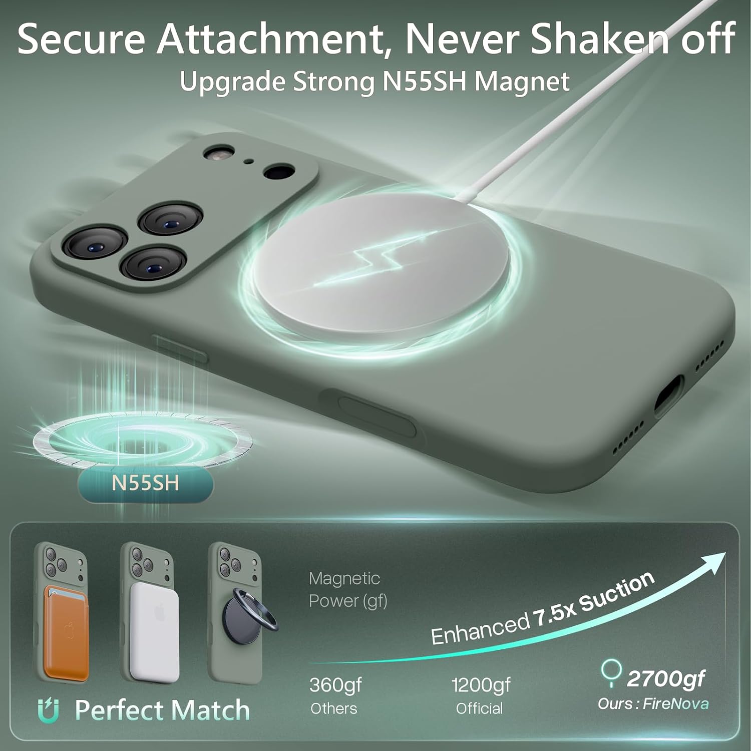 FireNova Magnetic for iPhone 17 Pro Case, 6.3", Calke Green