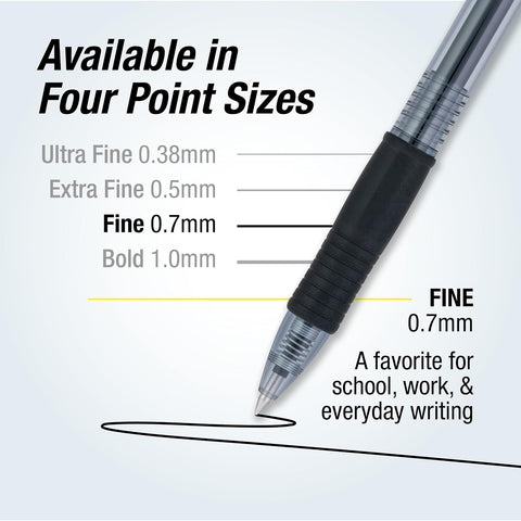 PILOT G2 Pens, Premium Refillable and Retractable Rolling Ball Gel Pens, Fine Point, 0.7mm, Black Ink, 12-Pack