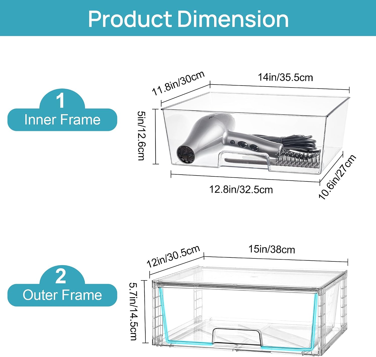 Vtopmart 6 Pack Large Clear Stackable Storage Drawers for Closet, Pantry