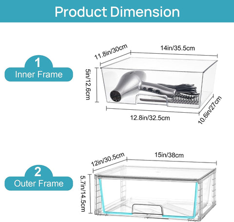 Vtopmart 6 Pack Large Clear Stackable Storage Drawers for Closet, Pantry