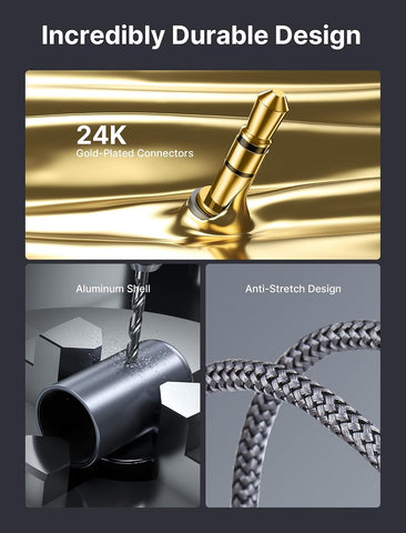 JSAUX RCA to 3.5mm Cable 6.6ft, 2RCA Male to Aux Audio Adapter HiFi Sound