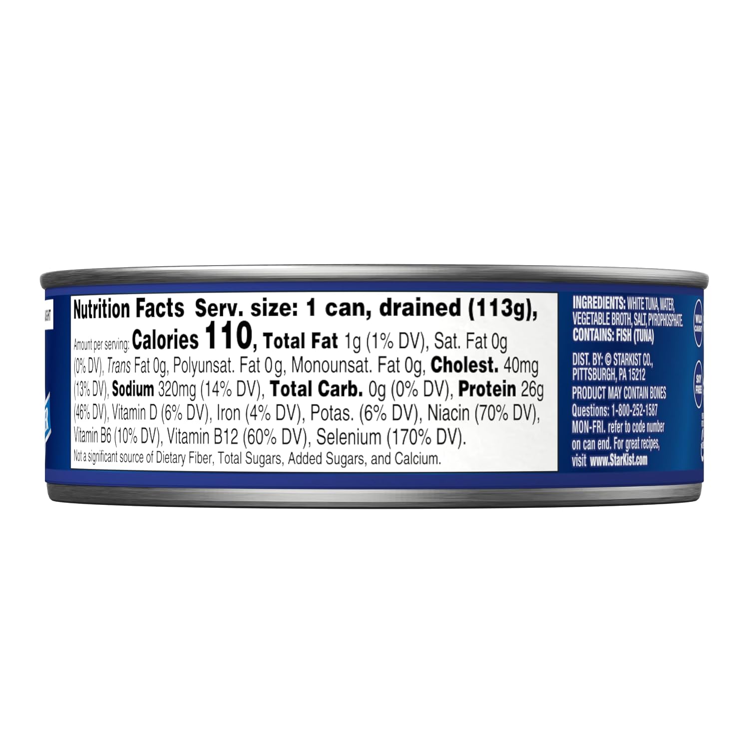 StarKist Solid White Albacore Tuna in Water, 5oz Canned Tuna, 24-Pack | 26g Protein Per Serving, Wild Caught, Gluten Free, Soy Free, 110 Calories Per Serving, Perfect for Meals and Snacks