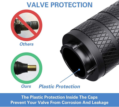 CKAuto Tire Valve Stem Caps, Aluminum Black, 4 pcs/Pack