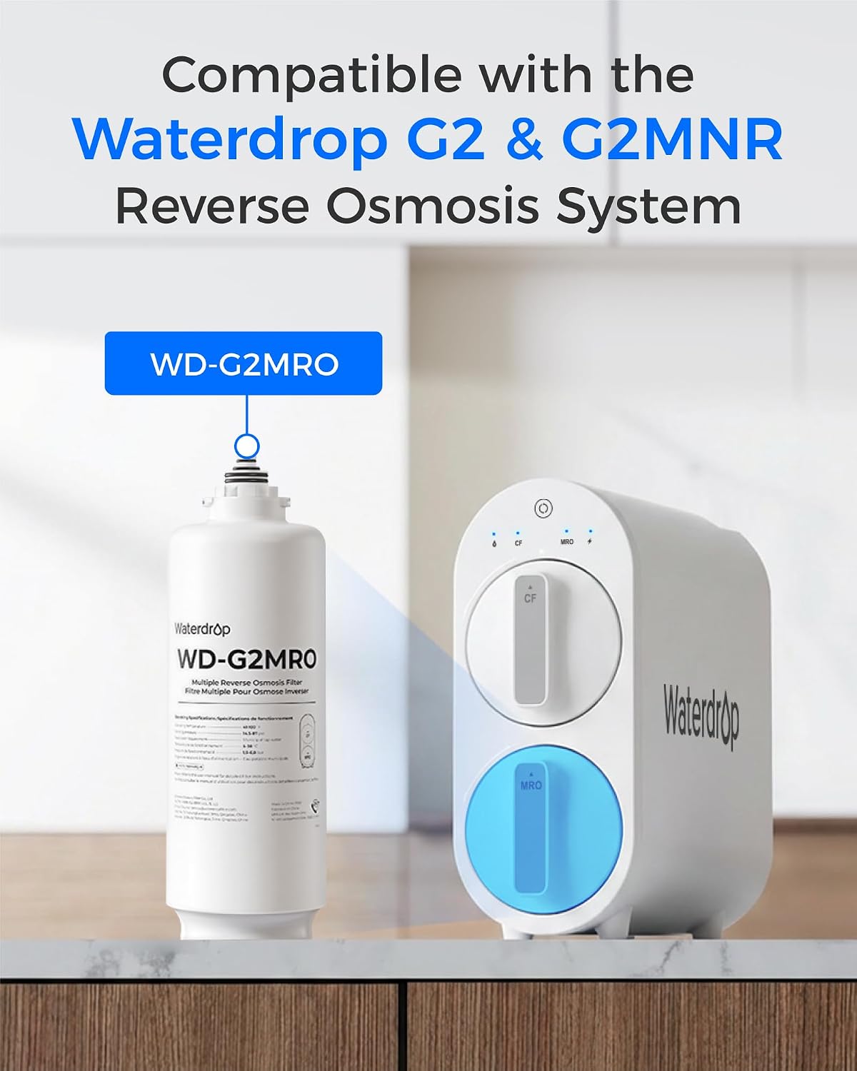 Waterdrop G2MRO Filter, Replacement for G2/G2MNR 400 GPD RO System