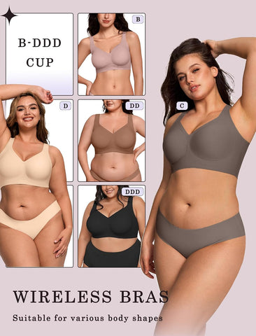 OEAK Womens Wireless Jelly Bras Plus Size Support Push Up Comfortable Bra