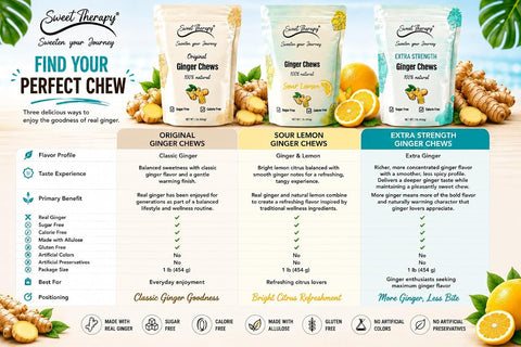 Sweet Therapy Ginger Chews Sugar Free - Sugar free ginger candy - Zero Sugar Candy - Healthy snacks - Calorie free candy - 1LB - Original flavor.