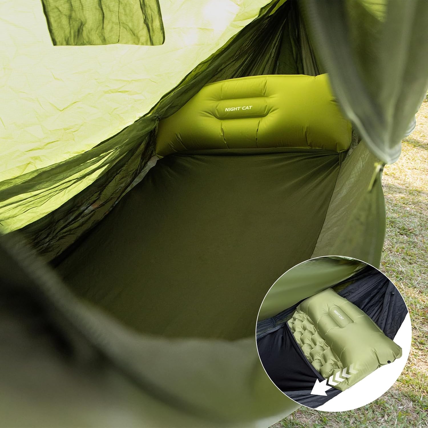 Night Cat Camping Hammock Tent: Lightweight Portable 4 in 1 Hammock with Rain Tarp and Mosquito Net for Hiking Jungle Outdoor