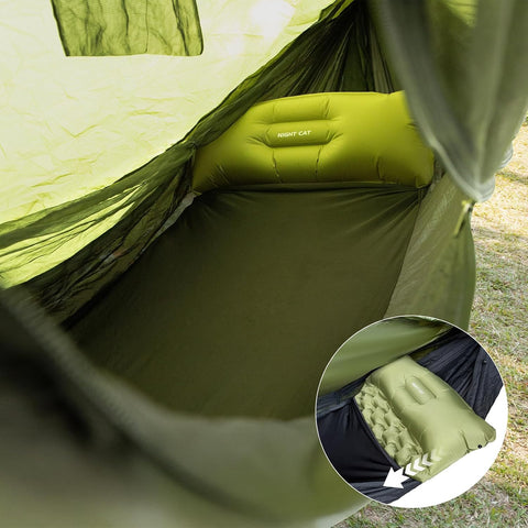 Night Cat Camping Hammock Tent: Lightweight Portable 4 in 1 Hammock with Rain Tarp and Mosquito Net for Hiking Jungle Outdoor