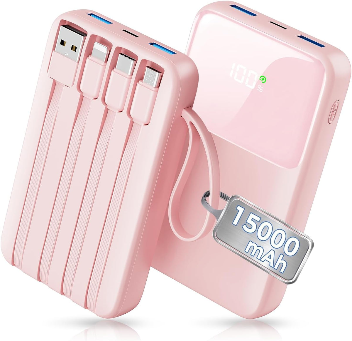 15000mAh Portable Power Bank, 22.5W PD Fast Charger with Digital LCD Screen