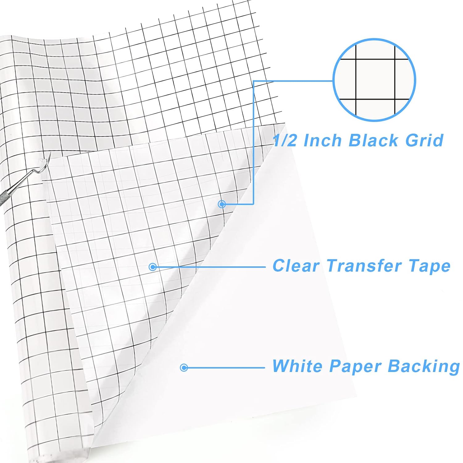 HTVRONT Transfer Tape for Vinyl, 12" x 10FT, Black, Strong Tack
