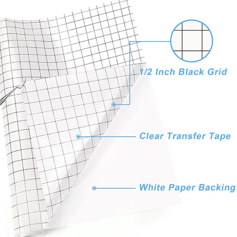 HTVRONT Transfer Tape for Vinyl, 12" x 10FT, Black, Strong Tack