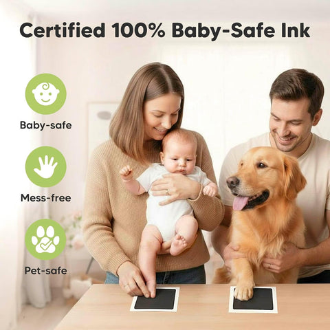1pk Inkless Baby Hand and Footprint Kit, Mess Free Ink Pad (Jet Black, J)
