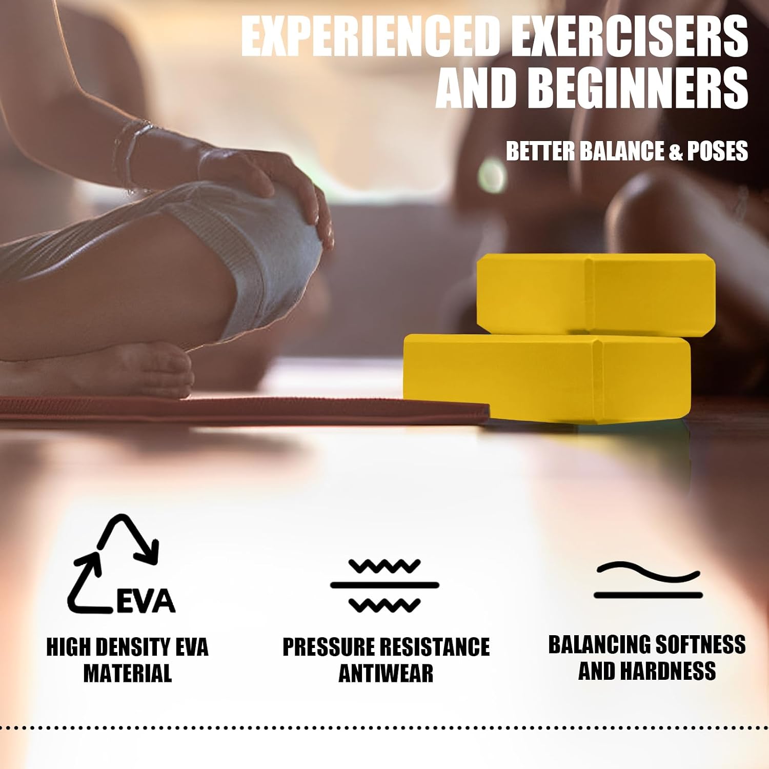 Septo 2 Pcs Yoga Blocks, 9x6x3 Inch Foam Blocks for Pilates