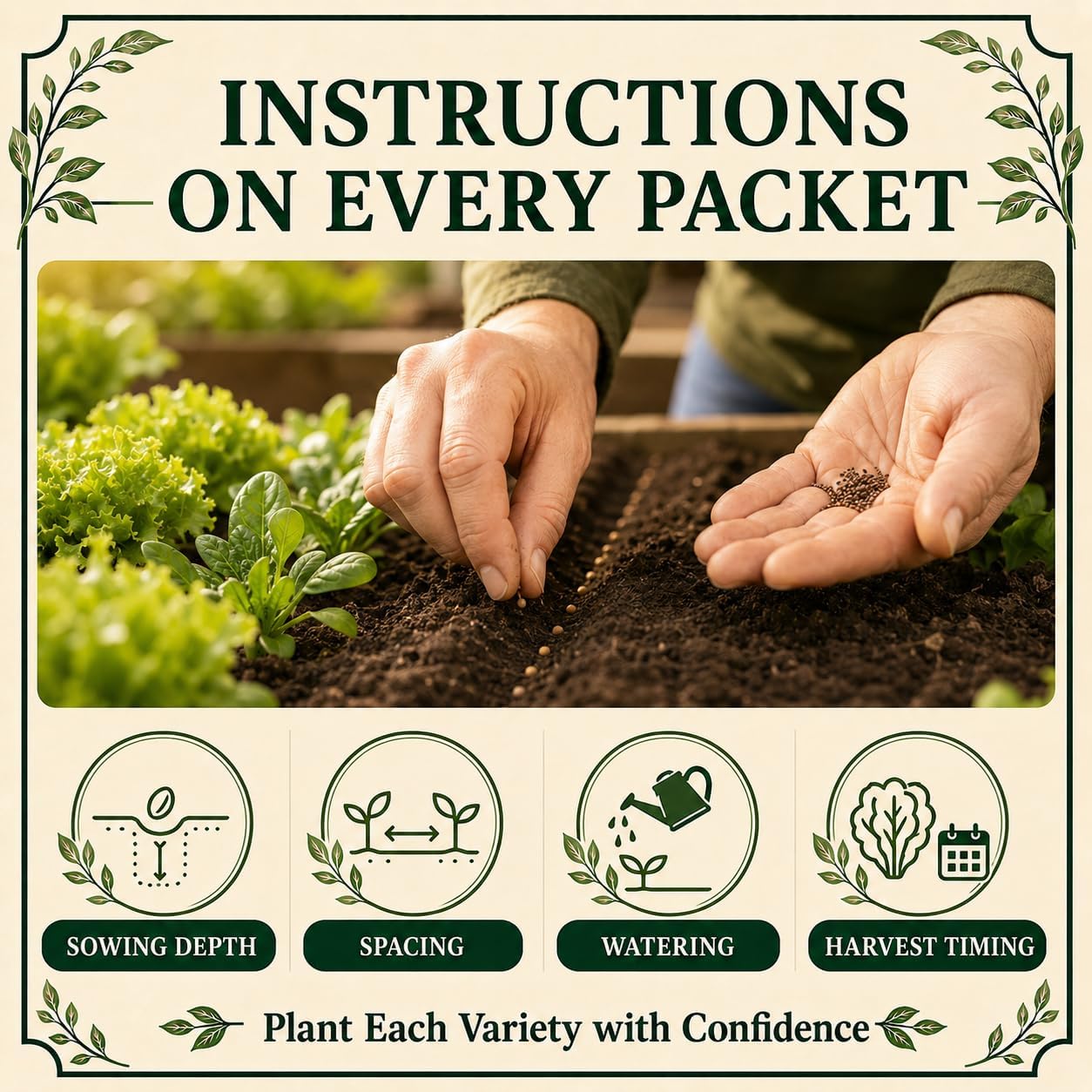 Gardeners Basics Lettuce Seeds for Planting, Kale, Spinach and Arugula