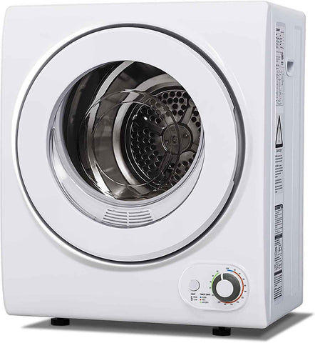 10 LBS Portable Dryer, 1.5 Cu.Ft. Portable Clothes Dryer with Knob Control, Stainless Steel Drum, Exhaust Pipe, 850W Drying Machine for Apartment, Dorm, Home, White