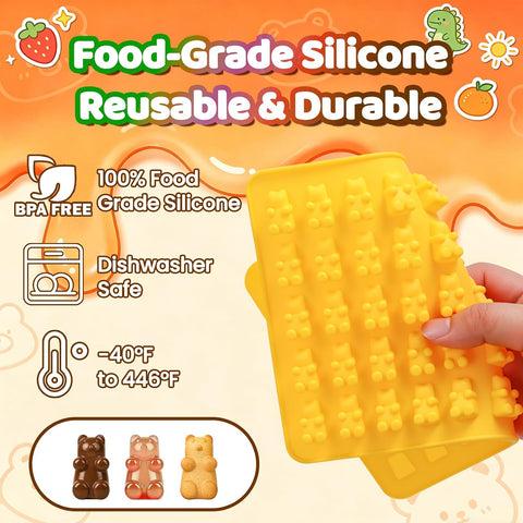 Gummy Candy Molds with 2pcs Droppers, Silicone Chocolate Molds 3 Pack