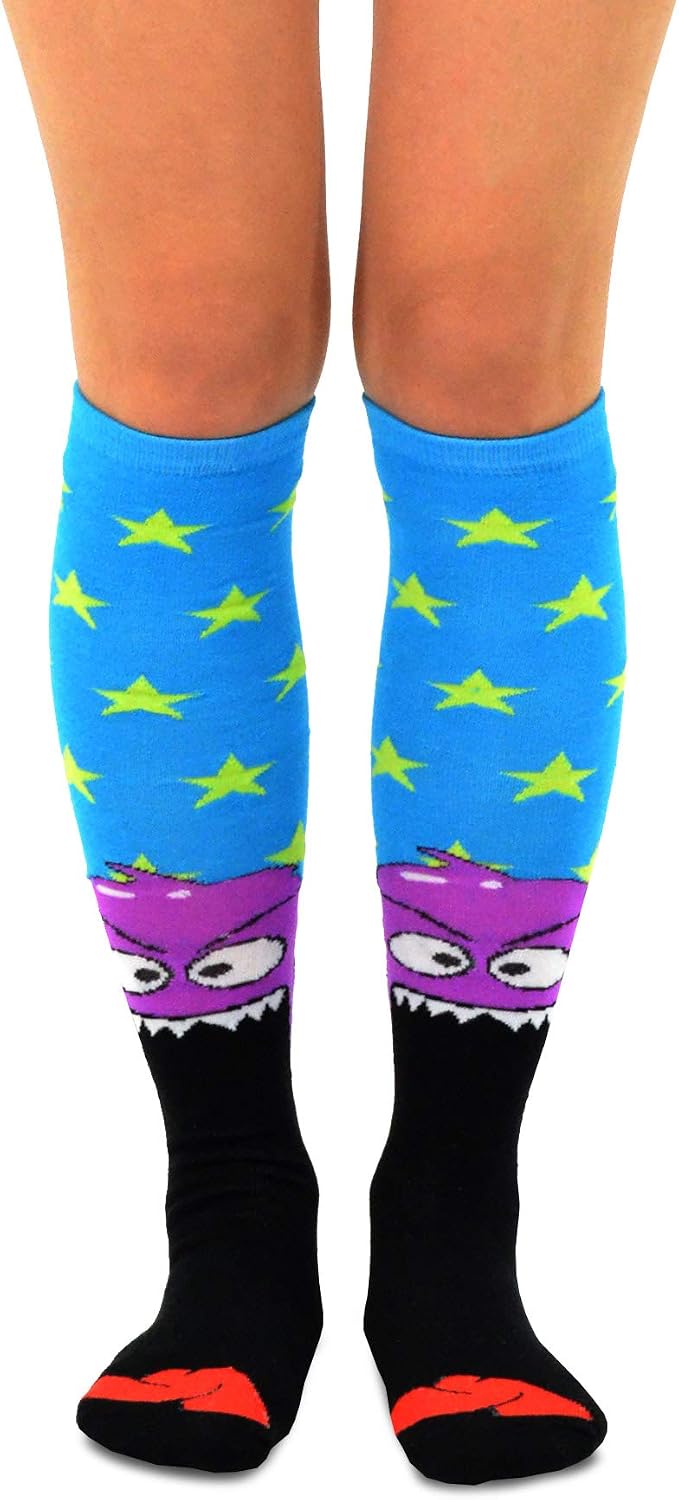 Gift Boxed Novelty Knee High Crew Slipper Socks Fun Party Pink Ribbon Christmas Valentines Patrick Halloween 9 Pair Women