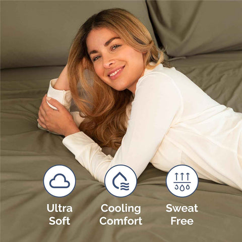 Full Size 4 Piece Sheet Set - Comfy Breathable & Cooling Sheets - Khaki