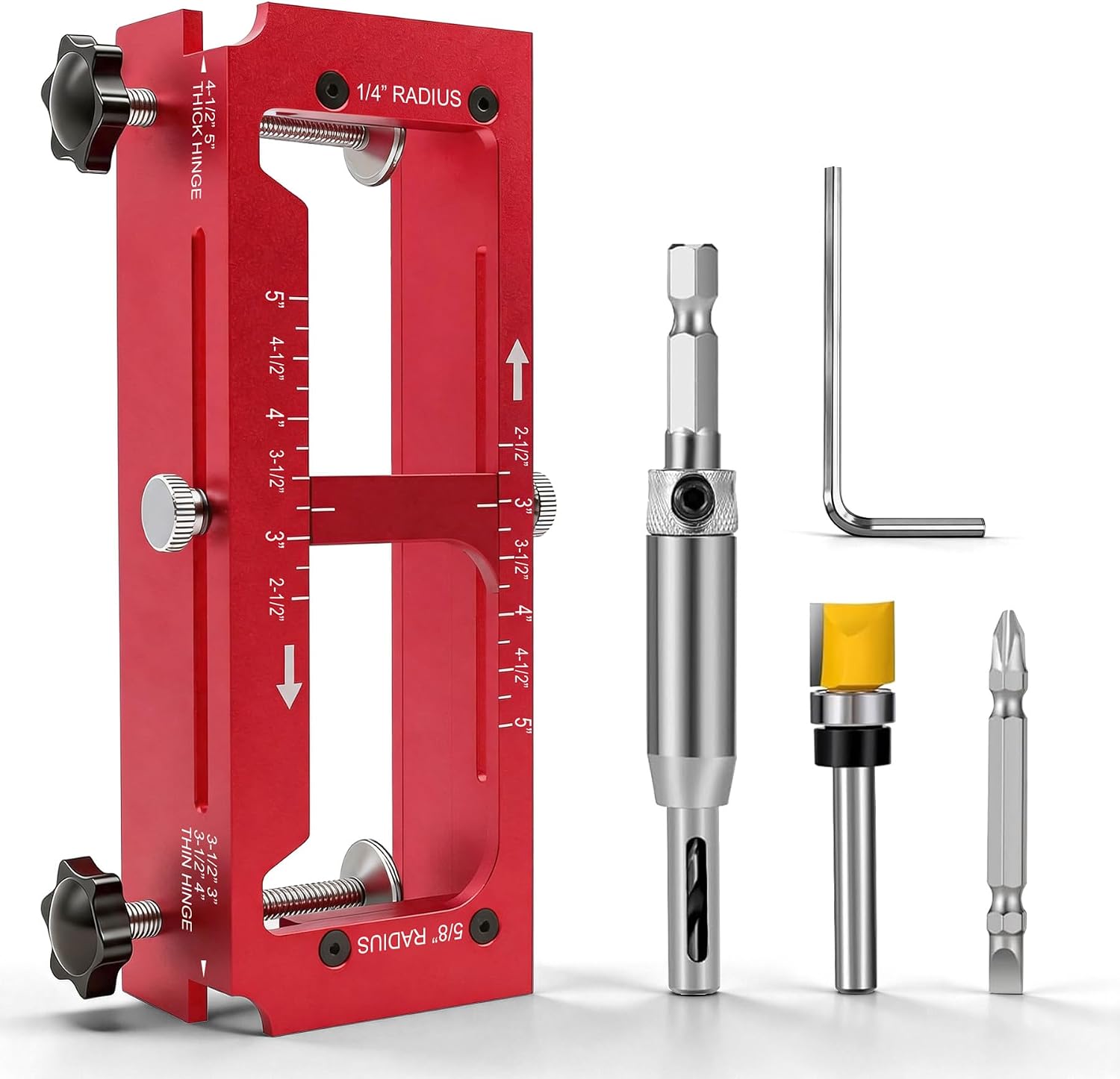 KATA Door Hinge Jig for Router, Adjustable Mortise Jig for 2.5" - 5" Hinges