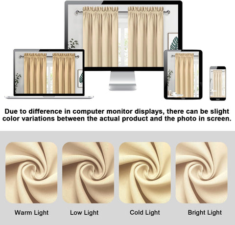 DWCN Blackout Curtains for Bedroom Living Room 38 x 45 Inch Long Beige