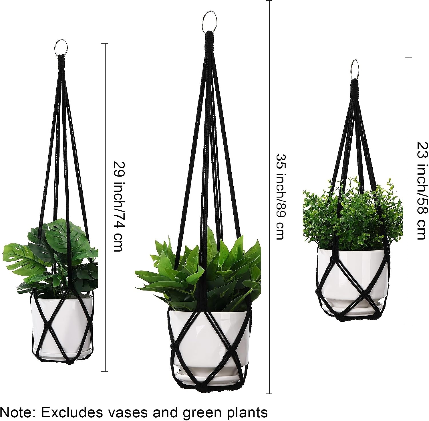YIBOT Black Macrame Plant Hanger Indoor Hanging Planter Basket