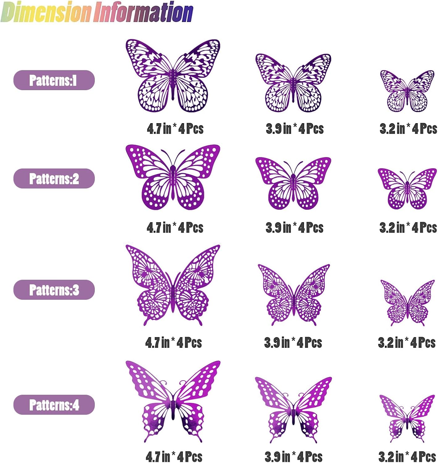 SAOROPEB 3D Butterfly Wall Decor 48 Pcs Purple Butterfly Decorations