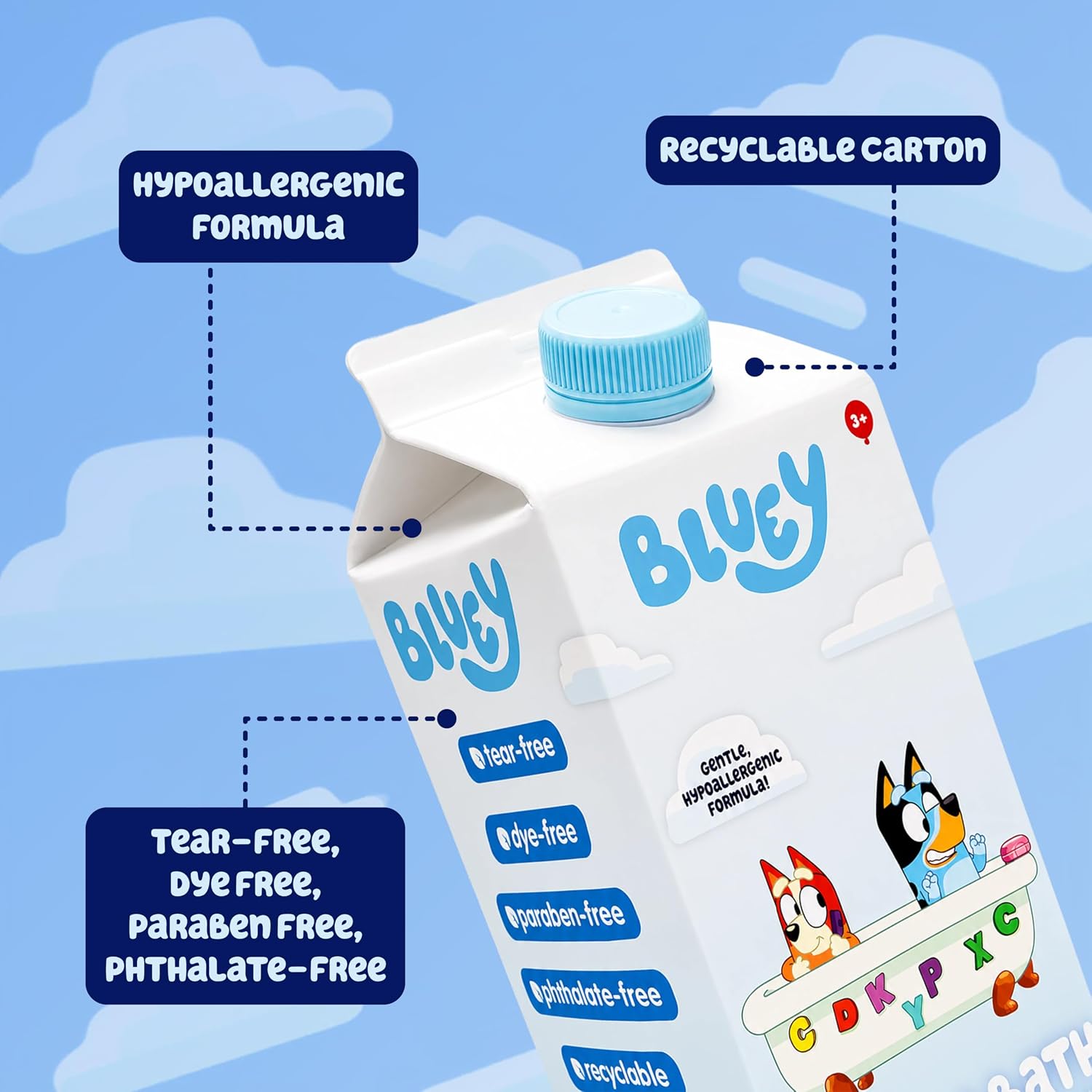 Bluey Bubble Bath for Toddlers and Kids 3+, Fresh Berry Scent, Tear Free | Dye, Paraben, Phthalate-Free | Hypoallergenic | 24 oz/ 710 ml