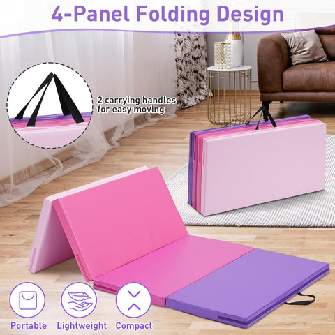 Gymnastics Mat, 3x6FT / 4x8FT 2" Thick Kids' Folding Tumbling Mat
