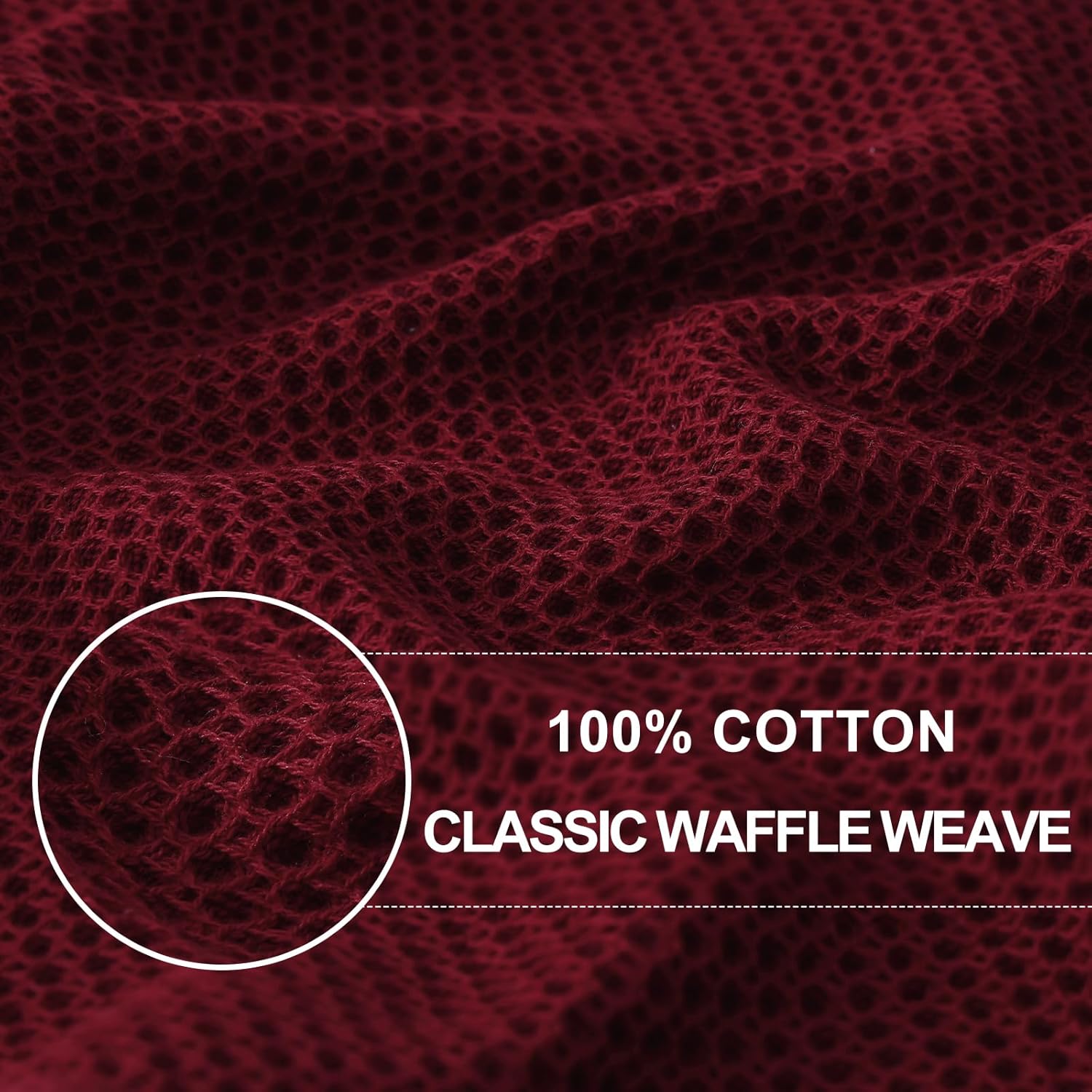 Homaxy 100% Cotton Waffle Weave Kitchen Dish Cloths 8-Pack, Burgundy
